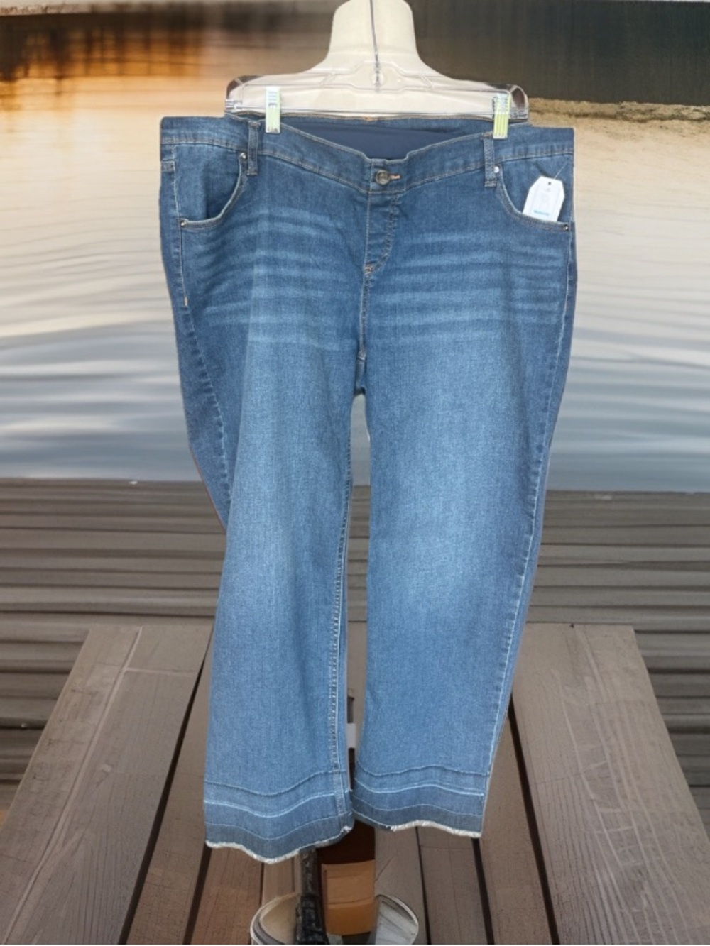 Maternity Comfy Blue Denim Jeans Classic Straight Fit size 16-18 XL